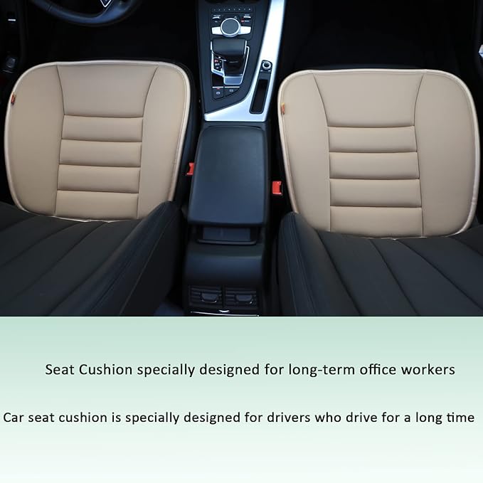 Car Seat Cushion Pad for Driving, Chair Cushion for Office/Truck with Memory Foam, Seat Cushion Comfortable and Durable, Khaki