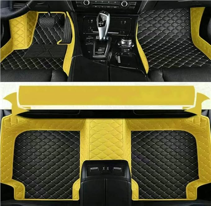 Car Floor Mats Automotive Floor Mats Vehicle Specific All Weather Protection Custom Compatible with Most of 98% Cars SUVs (Yellow and Black)