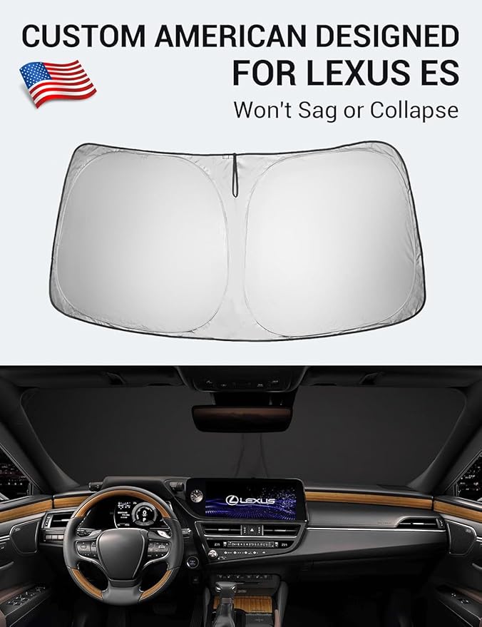 Proadsy 2026 Upgrade Front Windshield Sun Shade Foldable Sunshade Protector Custom Fit 2019-2025 ES Sedan Accessories