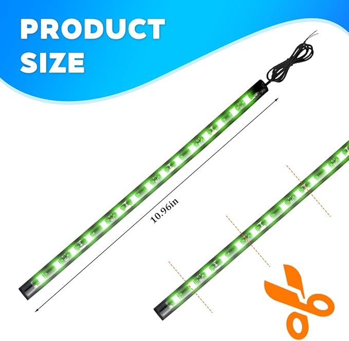 Motorcycle RGB LED Light Kit, 6PCS DC 12V Waterproof Motorbike Underglow Strip Lights Kit, Golf Cart Exterior Ground Effect Atmosphere Lamp, Universal for SUV RV Truck (Green)