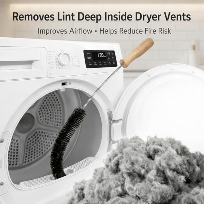 Dryer Vent Cleaner Kit – Flexible Lint Brush for Household Cleaning, Long Refrigerator Coil Brush, Dust & Pet Hair Remover (1-Pack)