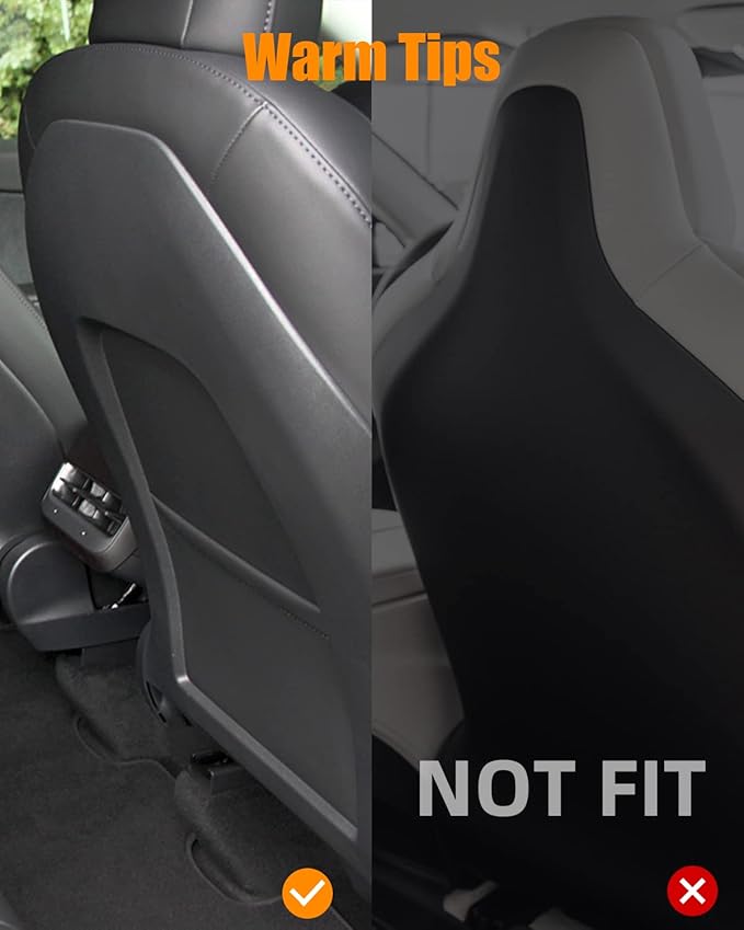 EVANDCAR Leather Seat Back Protector for Model 3/Y/S, Wear-Resistant Car Kick Mats with Organizer Pocket, Set of 2