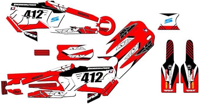 16eDRIVE Fly Racing Red Senge Graphics Kit Compatible with Stacyc
