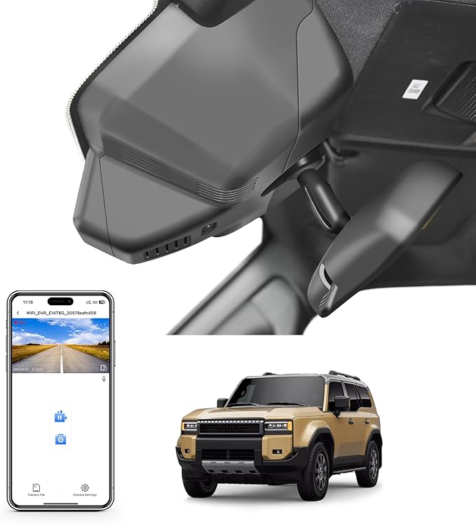 Mangoal 4K Dash Cam Custom fit for Toyota Land Cruiser 2024 2025 2026 (J250/Gen15), Integrated OEM Look, UHD 2160P Video, App & WiFi,Loop Recording, Easy to Install, GPS, 64GB Card