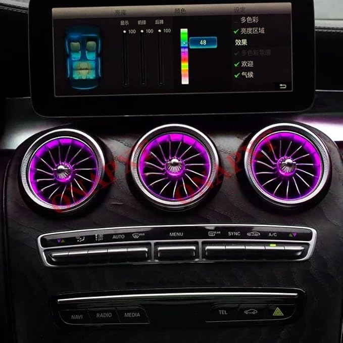 64 Colors for Mercedes Benz C180 C200 C250 C300 C400 C43AMG C63AMG 2019 2020 2021 Air Vent New EQS Air Vent Outlet Nozzle Atmosphere Lamp,7pcs Air Vent Ambient Light Kit