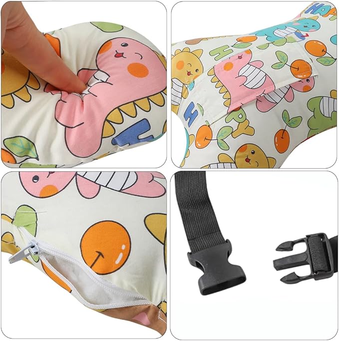 X-Shaped Car Travel Pillow for Cars Seat Kids Adults Head and Body Support Pillow Cartoon Neck Pillows Soft Long-Distance Travel Car Sleeping Seat Belt Pillows Breathable Cars Aircraft Travel Cushion