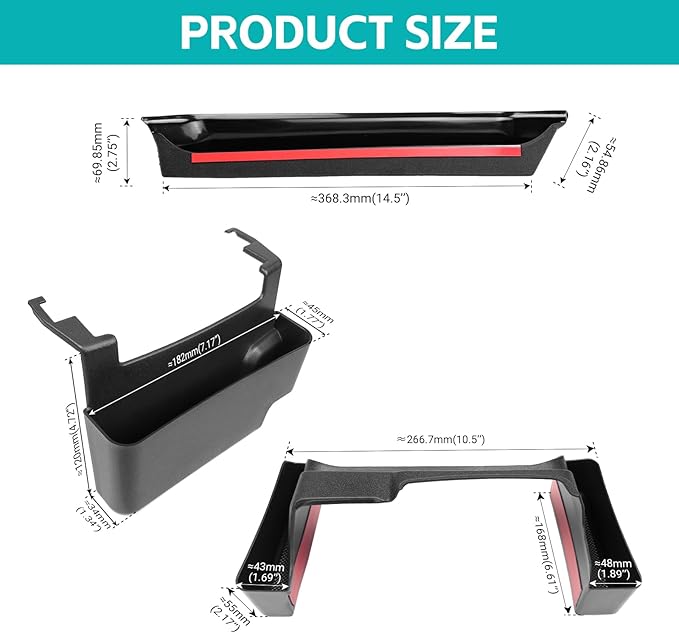3PCS Center Console Organizer Combo Kit Compatible with 2018-2023 Jeep Wangler JL JLU 4xe Rubicon Sahara & Gladiator JT Accessories, Hanging Storage Box & Grab Bar Tray & Gear Shift Side Tray