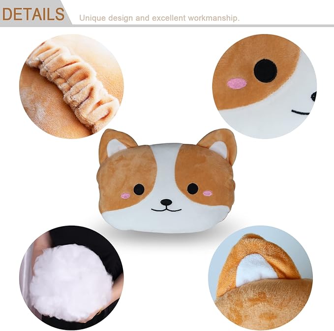 Sexysamba Car Headrest Pillow,Cartoon Neck Pillow for Car,Comfortable Soft Seat Pillow for Driving,Head Rest Cushion,Cute Neck Pillow for Travelling and Home 2Pcs (Corgi)