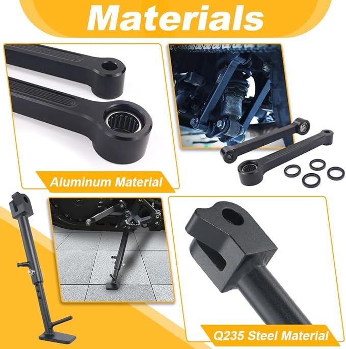 0-3'' Motorcycle Adjustable Kickstand + Lowering Link Kits Fit for Royal Enfield 411 Himalayan 2020-2023, Side Stand + Suspension Links Lower Link
