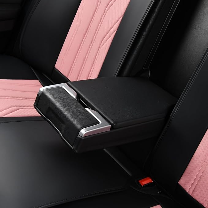 FLORICH Leather Seat Covers Pink Car Seat Covers Full Set Car Seat Protectors 5 Seats Driver Seat Covers Fit for Most Cars Trucks SUV
