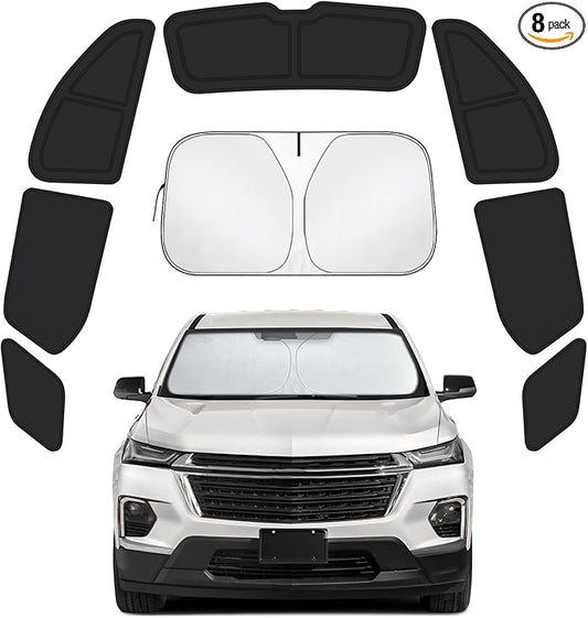 Car Window Shades Intended for Chevrolet Traverse 2018-2023, Privacy Window Covers 8PCS for Side, Rear & Windshield, Car Shield Sunshade for Privacy Protection, Heat Blocking, Camping and Parking