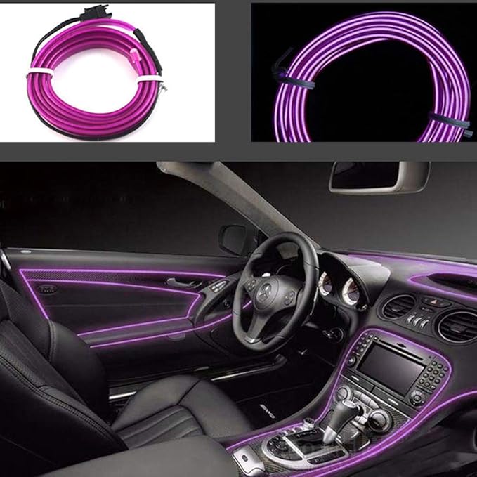 ABALDI El Wire Neon Light, Car Interior LED Lights for Xmas Halloween Christmas Car Interior Decoration(3m/9ft, Purple)