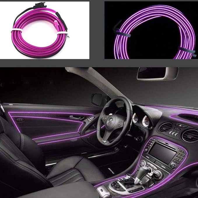 ABALDI Car Strip Light USB Neon Light El Wire for Car Led Decoration(5m16ft,USB,Purple)