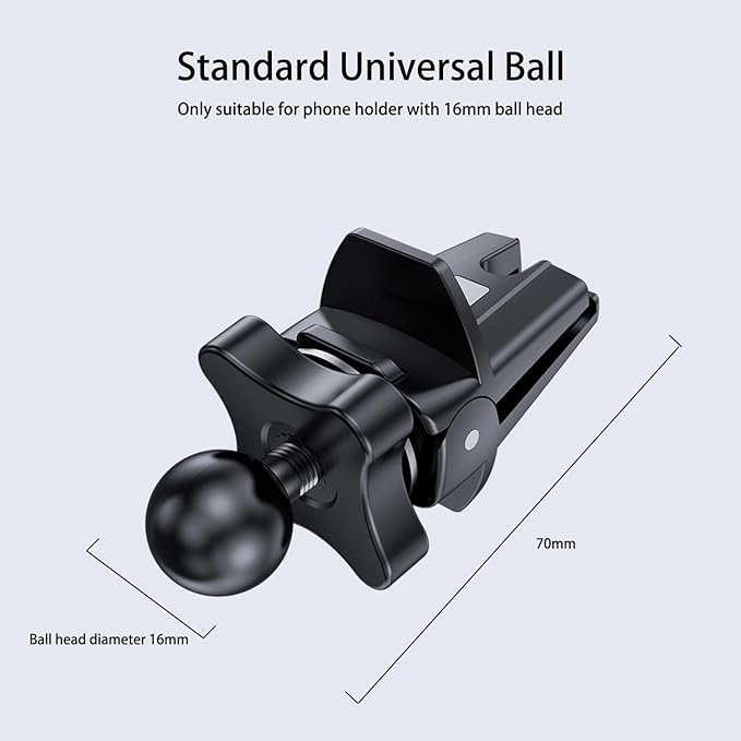 OHLPRO 2Pack Car Air Vent Clip Replacement, [Stable & Anti-Shake] Phone Mount Base with 16mm Ball Head, Heavy Duty Air Vent Holder Compatible with iPhone, Samsung & Most Car Phone Cradles