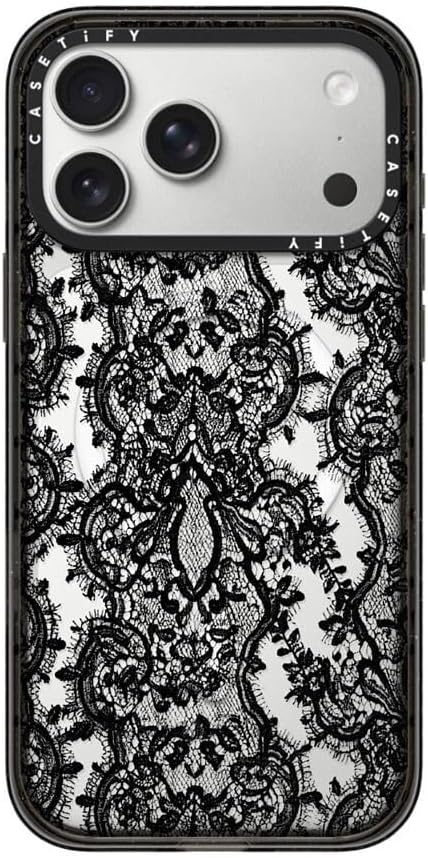 CASETiFY Impact iPhone 17 Pro Max Case [Slim/Compatible with Magsafe / 8.2 ft. 4X Military Grade Drop Protection] - Lace Pattern - Clear Black