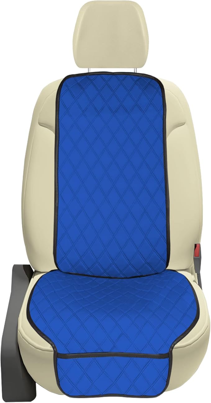 FH Group Car Seat Cushion – Neosupreme Single Front Seat Cover with Front Pockets, Airbag Compatible, Universal Fit Car Seat Cushion for Driver or Passenger Seat, SUV, Truck, Sedan & Van – Blue