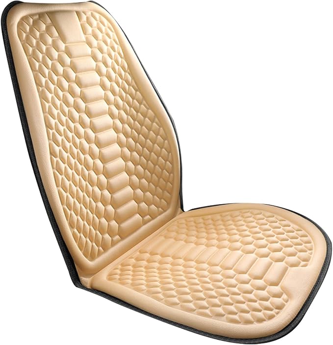 Car Seat Cushion Front Seat, Breathable Lumbar Support Car Seat Cushion for Long Sitting, Non-Slip Car Seat Pad (Beige)
