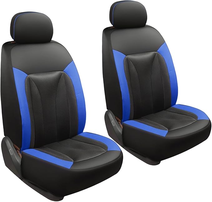 GIANT PANDA Fit Outback Forester Crosstrek Legacy Impreza Front Car Seat Cover, 3D Air Mesh Breathable Seat Protector（Black+Blue 2-Pack