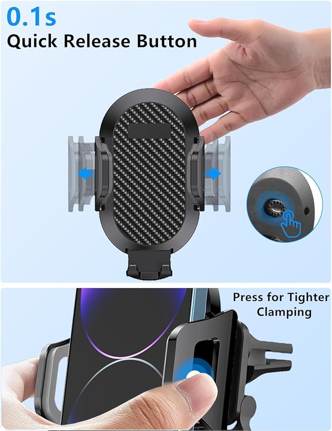 3 in 1 Car Phone Holder Charger Mount, 60W USB C Car Mount Charger Fast Charging for iPhone 14/13/12 + 4FT Type C Cable, Car Accessories, Air Vent Fast Charge Cell Phone Stand Car Mount for iPhone