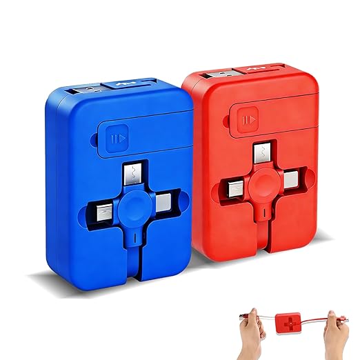 2 Pcs 3 in 1 Retractable Multi Fast Chargers Cable(3.28FT) with USB C/Micro USB/L and Phone Stand, Compatible with iPhone 17/16/15/14/13/12/11/10/9/8/Android/Tablet