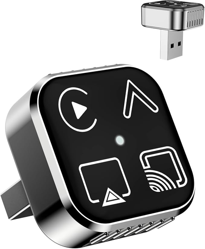 2026 4 in 1 Mini Wireless CarPlay Android Auto Adapter, Support AirPlay MirrorLink, Convert Wired to Wireless, Auto Connect for Daily Commute, Plug and Play Dongle (Silver)