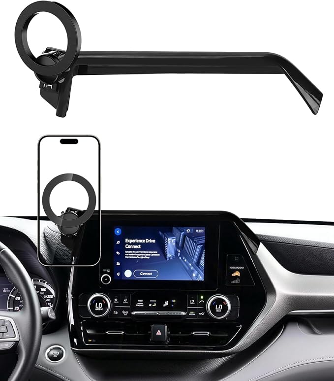 PZK Car Phone Mount for 2020-2025 2026 Toyota Highlander L/LE/Hybrid XLE Nightshade Accessories 8-inch Screen Compatible with Magsafe Phone Holder 360° Rotation Not Affect Vent (Not fit 12.3 inch)