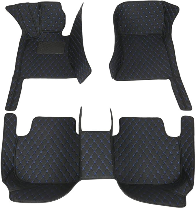 Car Floor Mats Automotive Floor Mats Vehicle Specific All Weather Protection Custom Compatible with Most of 98% Cars SUVs (Black Blue)