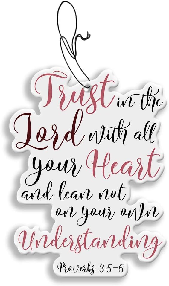 WIRESTER Hanging Air Freshener for Car, Home, Bathroom, Office, Decorative Charm Ornaments, Christian Quotes Proverbs 3:5-6