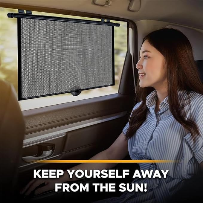 EcoNour Car Window Covers for Baby (2 Pack) | Retractable Car Window Shades for Protecting Kids, Passengers & Pets from Harmful Sun Rays | Window Sun Shade for Trucks, SUVs | (22”x24”)