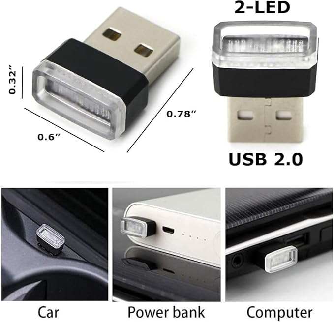 iJDMTOY Ultra Blue USB Plug-in Miniature LED Car Interior Ambient Accent Lighting Kit
