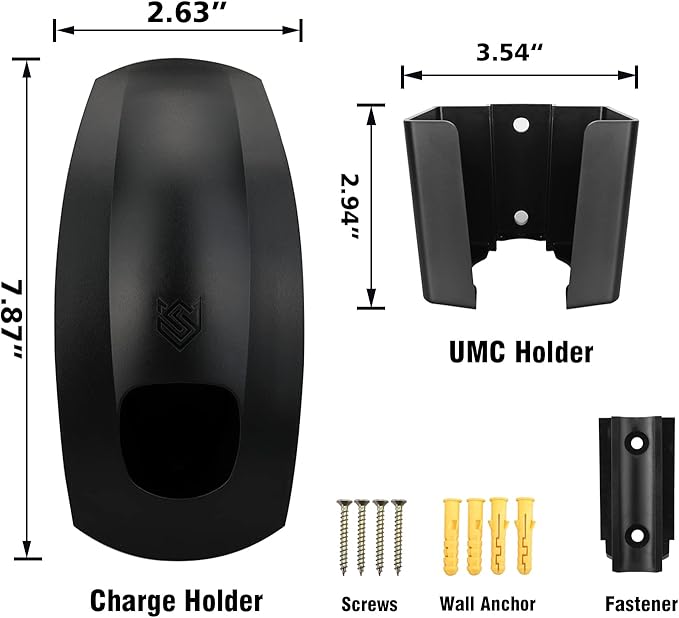 SEVEN SPARTA Charging Cable Holder with Chassis Bracket Compatible with Tesla Model 3 Model Y Model X Model S Charger Cable Organizer Car Accessories Wall Connector, Patent Approved (Black)