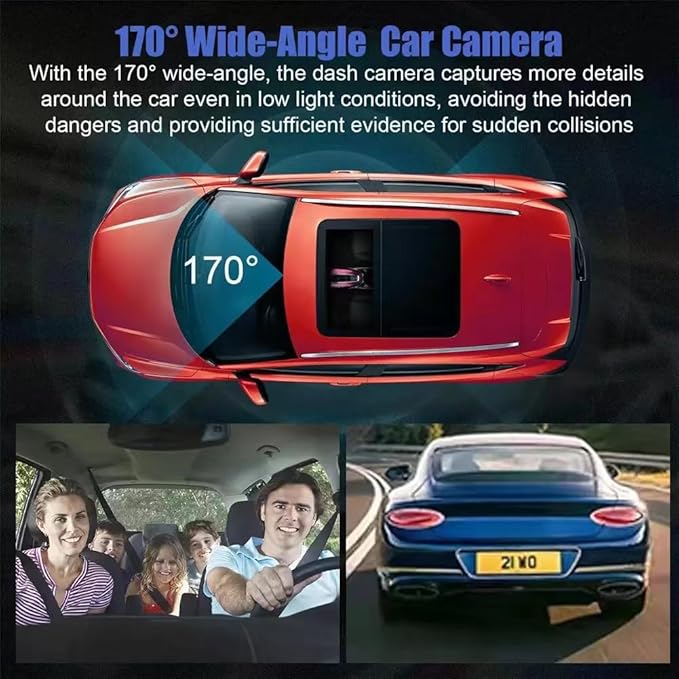 Dash Camera for Car Security Camera Dash Cam Mini Car Recorder 2 Inch Screen Front and Inside Dual Car Cameras 1080P with WDR, Night Vision, G-Sensor Auto Lock, Loop Recording