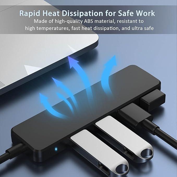 USB Hub for Laptop, 4-Port USB 3.0 Hub USB Splitter USB Extender for Laptop, MacBook, Mac Pro, Mac mini, iMac, Surface Pro, XPS, PC, Flash Drive, Mobile HDD
