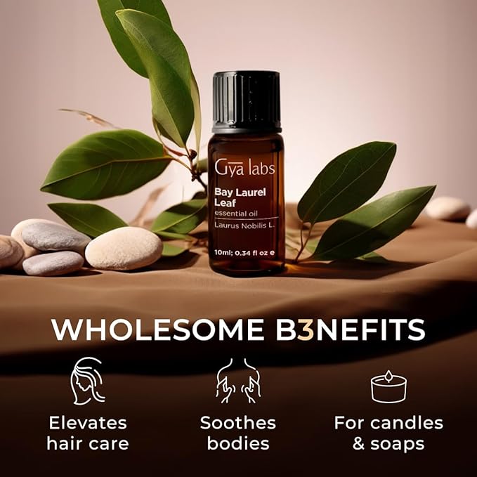100% Pure Bay Leaf Essential Oil - 0.34 Fl Oz - Bay Leaf Oil for Hair, Skin, Diffuser, Aromatherapy & DIY Candle Making Scent