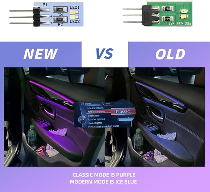 NJSBYL Blue-Purple Interior Ambient Lighting LED Circuit Board for 2016-2022 B-MW X1 F48, 2010-2017 5Series F07, 2012-2015 7Series F01 Coupe Sedan SUV Door Handle Trim/Storage/Pocket Atmosphere Light