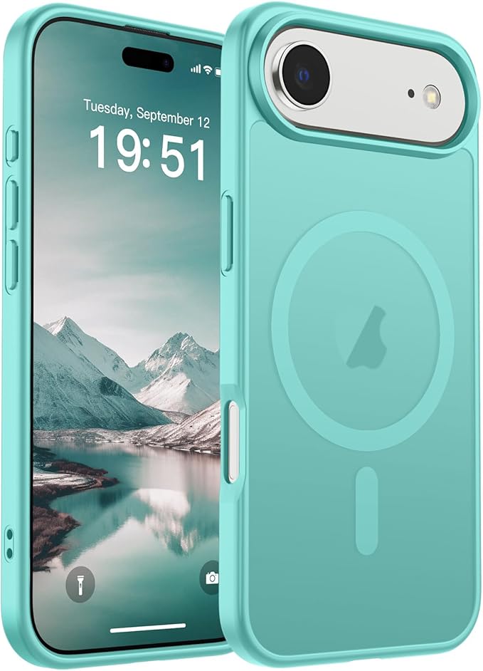 SUPFINE Magnetic for iPhone Air Case (Compatible with MagSafe)(Military Grade Drop Protection) Slim Translucent Matte Shockproof with Anti-Fingerprint Phone Cover for 17 Air,Blue Green