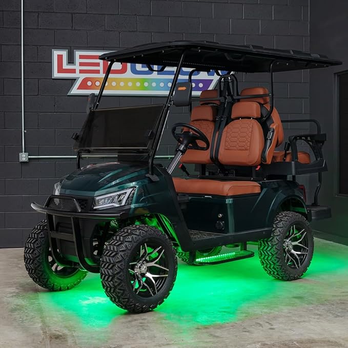 LEDGlow 4pc Million Color LED 4-Seater Golf Cart Underglow Accent Neon Lighting Kit Fits EZGO, Yamaha, Club Car, ICON, Evolution, Tomblerin, Star EV - for 12-Volt Battery - Water Resistant Flex Tubes