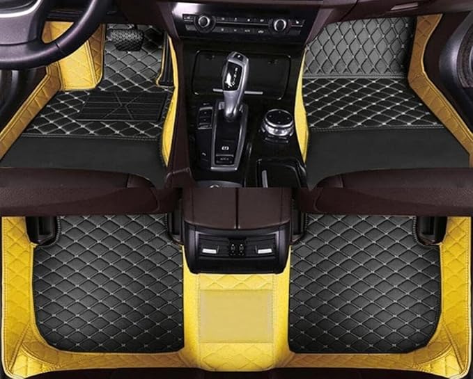 Custome Car Mats Accessories All Weather Floor mats Compatible with Automotive Floor Mats Passenger car mats (Yellow Black)