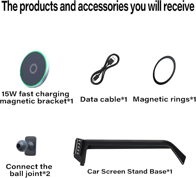 Car Phone Mount for 2020-2025 Toyota Highlander Accessories, Apply to 8 Inch Touch Screen, 15W Fast Wireless Charger Screen Fixed Clip Cell Phone Automobile Cradles Hands-Free