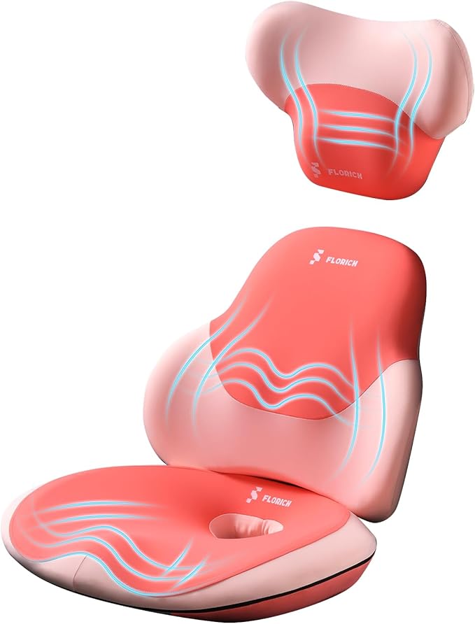 FLORICH Car Neck Headrest Pillows, Ergonomic Office Chair Seat Cushions, Car Lumbar Back Support Pads, for Back Butt Sciatica Tailbone Hip Pain Pressure Relief Comfortable Spine Hip Pillow