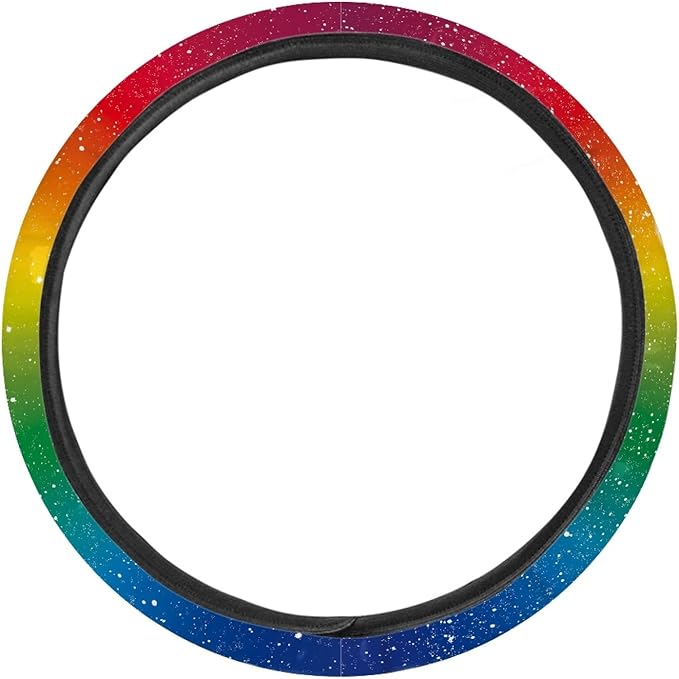 AFPANQZ Colorful Steering Wheel Cover for Women Sweat Absorbing Non-Slip Steering Wheel Covers 15 inch Universal Fit Alomost Steering Wheel Breathable Grip Cover