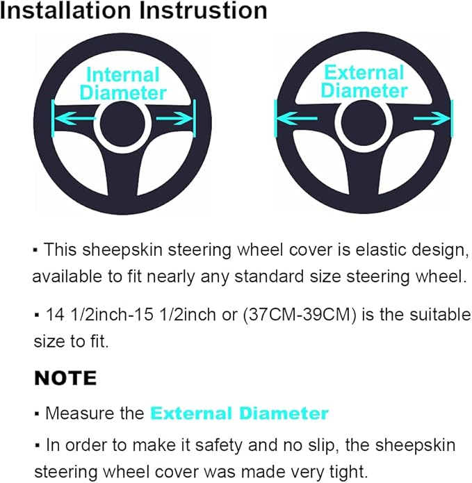 3Pcs Set Fashion Fluffy Fuzzy Wool Fur Soft Car Steering Wheel Cover with Handbrake Cover & Gear Shift Cover for Women/Girls/Ladies Auto Long Wool Accessories