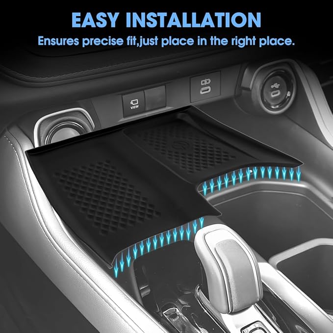 Wireless Charging Mat Compatible with Toyota Grand Highlander 2024-2025, Center Console Phone Wireless Charger Protective Pad Anti-Slip Interior Accessories Black