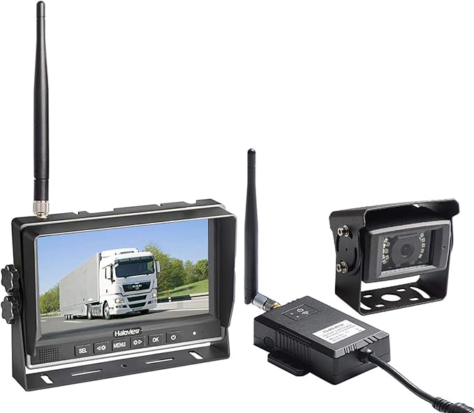 Haloview RD7 Wireless Long Range Backup Camera System kit 7'' 720P HD Digital Monitor Built in DVR Rear View Observation Reverse Camera for Truck/Trailer/Bus/RV/Pickups/Camper