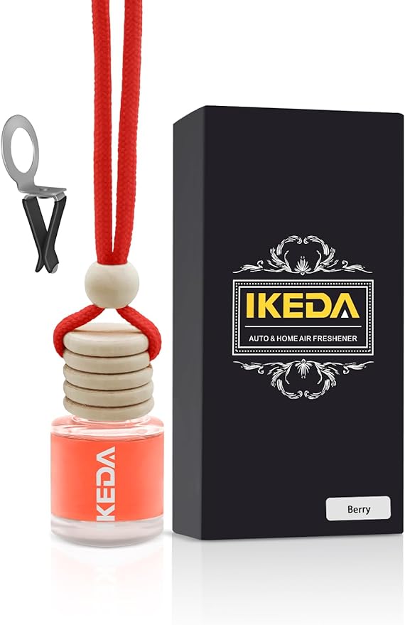 Ikeda Car Air Freshener: Hanging Car Smell Air Freshener | 10ml Hanging Car Perfume | Long Lasting Fragrance | Strong Scents Diffuser for Auto Home (Berry|Circular)
