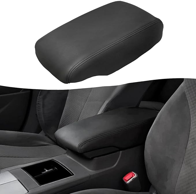 KBH Center Console Cover Replacement for Toyota Camry 2007 2008 2009 2010 2011, Vinyl Leather, Car Armrest Upholstery, Anti-Scratch, Black (Leather Part Only)