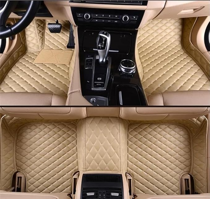 Custome Car Mats Accessories All Weather Floor mats Compatible with Automotive Floor Mats Passenger car mats (Beige)