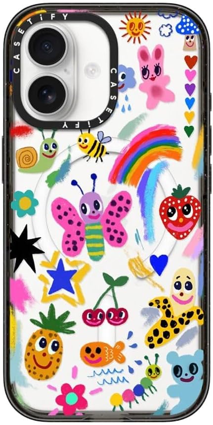CASETiFY Impact iPhone 17 Case [Slim/Compatible with Magsafe / 8.2 ft. 4X Military Grade Drop Protection] - Good Vibes - Clear Black