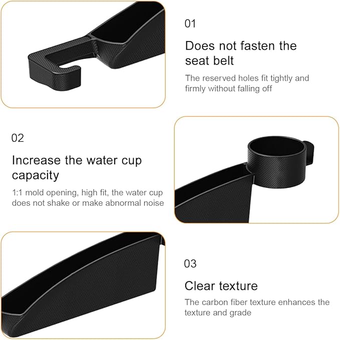 2PCS Car Seat Gap Filler, Dual Slot Carbon Fiber Vehicle Side Seat Gap Organizer Strip with Cup Holder, Auto Console Guard Spacer Stop Things from Dropping, Universal Fit (Black)
