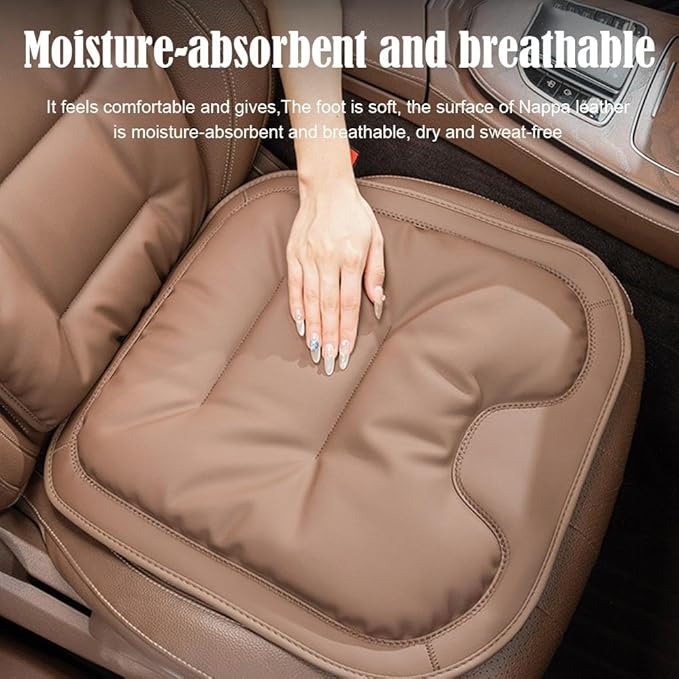 Skin-Friendly & Dirt-Repellent Leather Seat Cushions, 2026 Car Seat Cushion for Driving, 1.57" Thick Comfort Seat Protector, Universal Non-Slip Memory Foam Pad for Car (Black, Rear Seat Cushion)